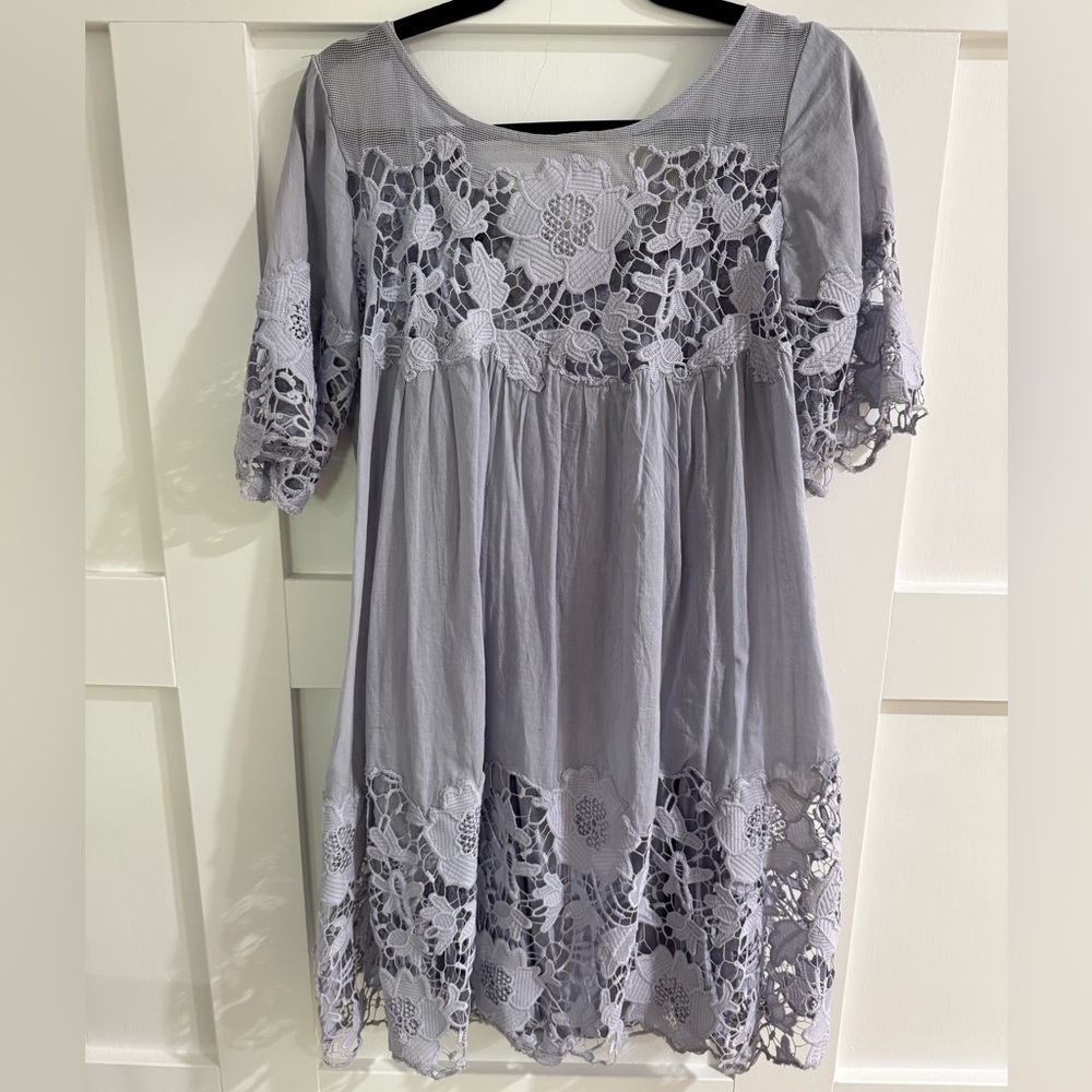 Anthropologie Holding Horses Magnolia Lace Dress Lilac US 10 Boho Lace Mini - Picture 6 of 13
